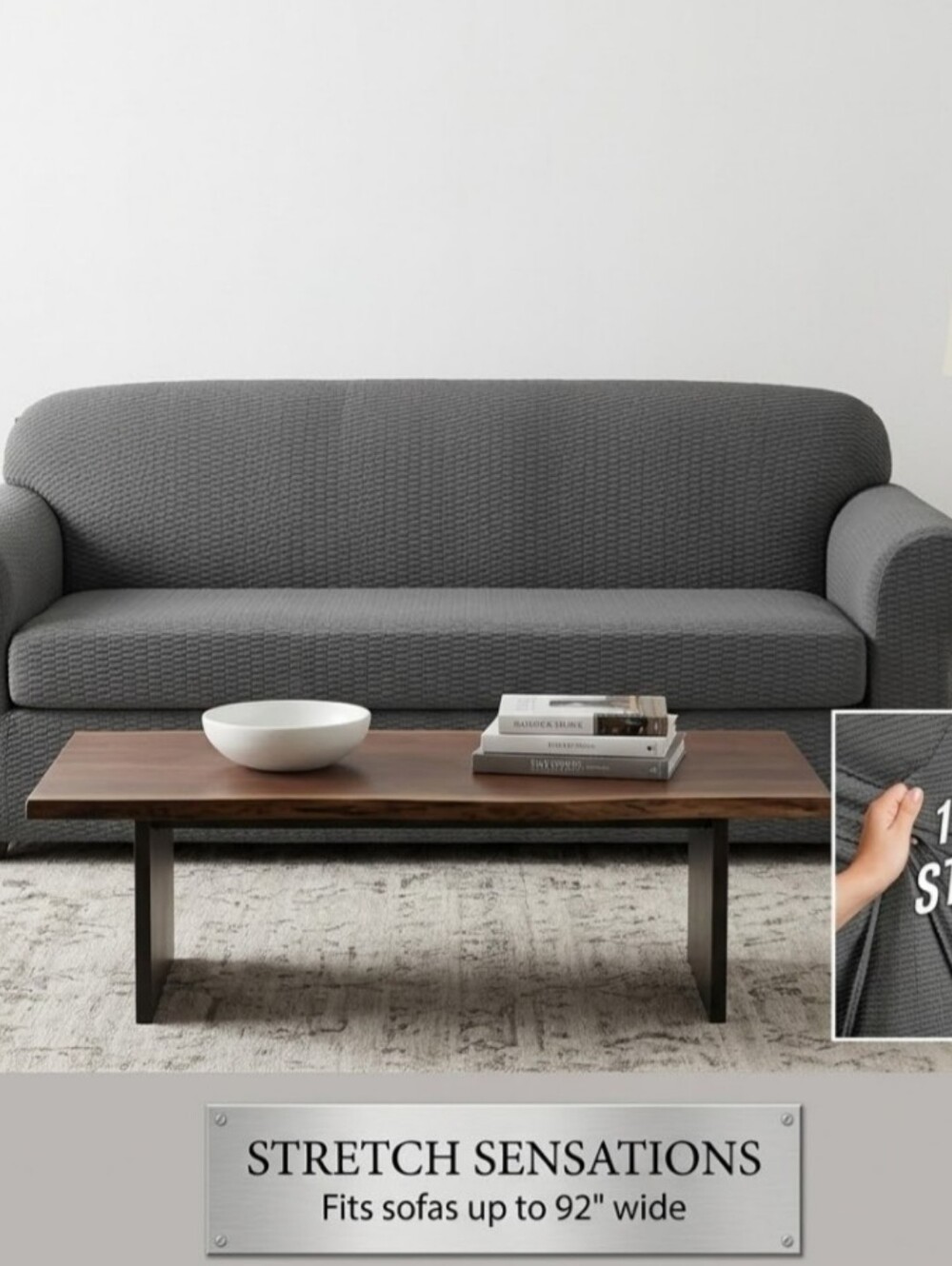 NEW! The Bar Gray Stretch Sofa Cover - Textured Slipcover NWT